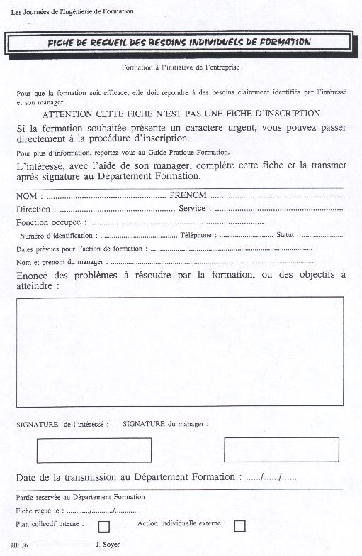 Fiche de recueil des besoins individuels